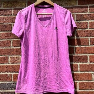 Adidas Ultimate 2.0 V Neck T Shirt Pink Womens Size Medium Short Sleeve Tee